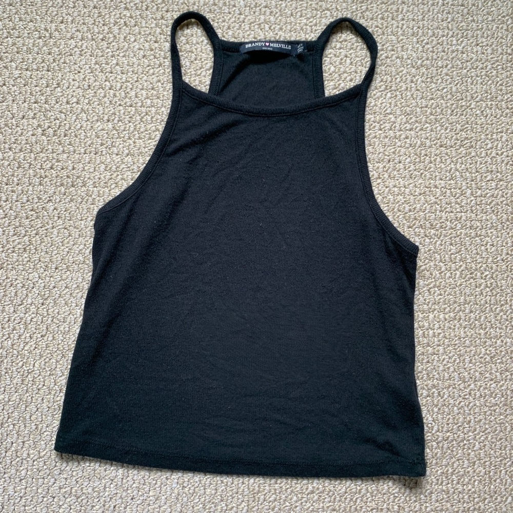 Brandy Melville Black Cropped Halter Top